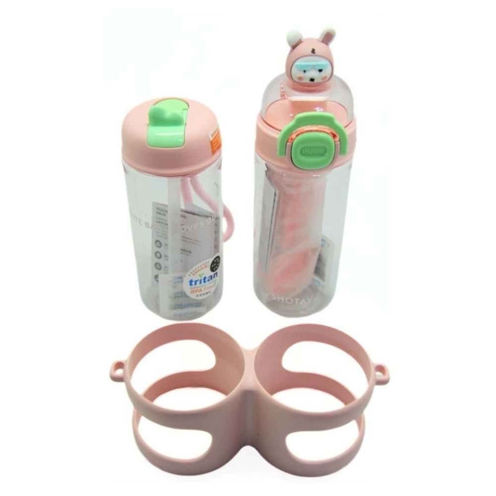 Çift Gözlü 900ml Tritan Matara Pembe